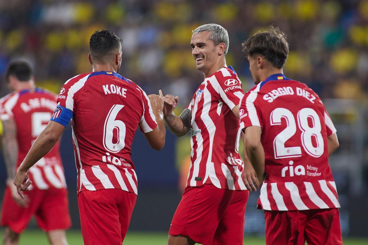 Antoine Griezmann celebra el cuarto gol del Atlético en el Trofeo Carranza 2022