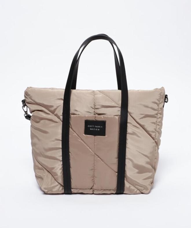 BOLSO SHOPPER DE NYLON ACOLCHADO BEIGE