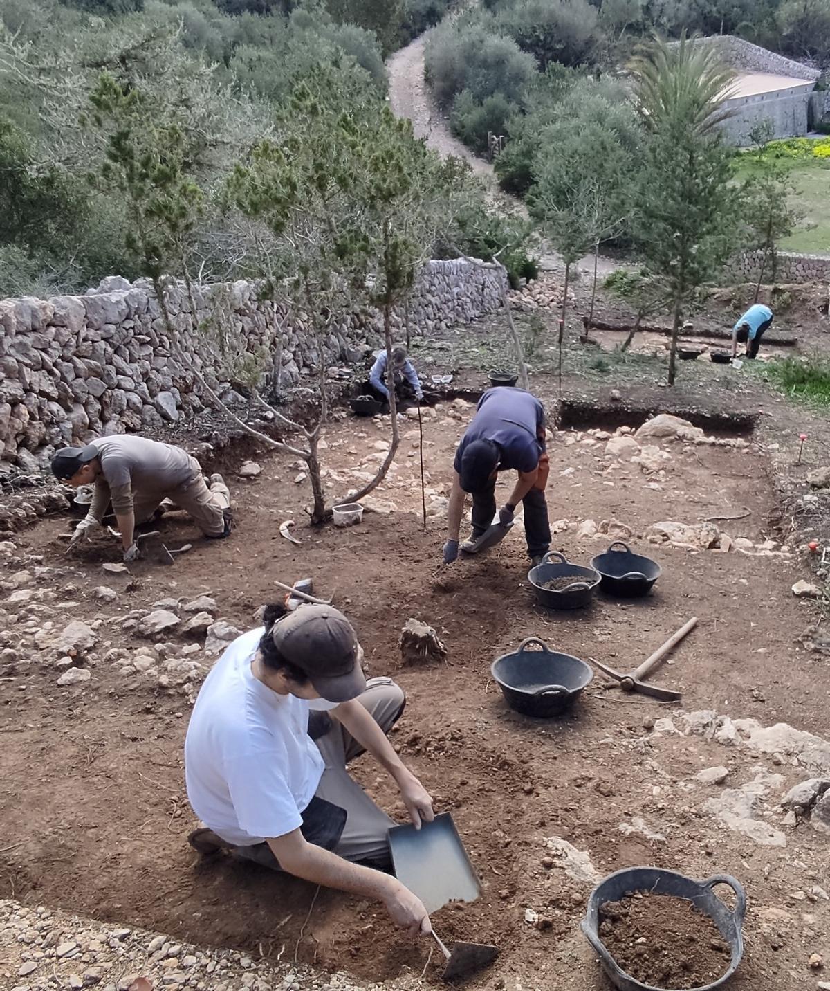 Varios de los arqueólogos en pleno trabajo