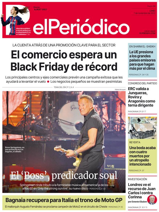 La portada d’EL PERIÓDICO del 7 de novembre del 2022