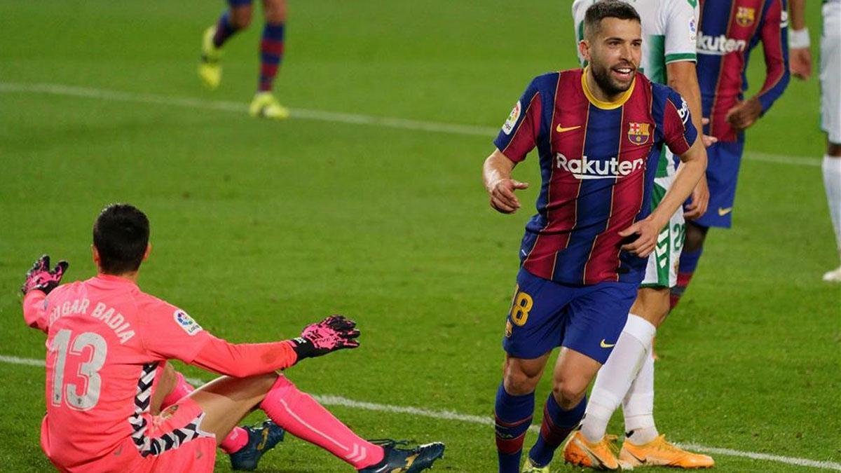 Jordi Alba marcó en el último partido de los azulgranas ante el Elche