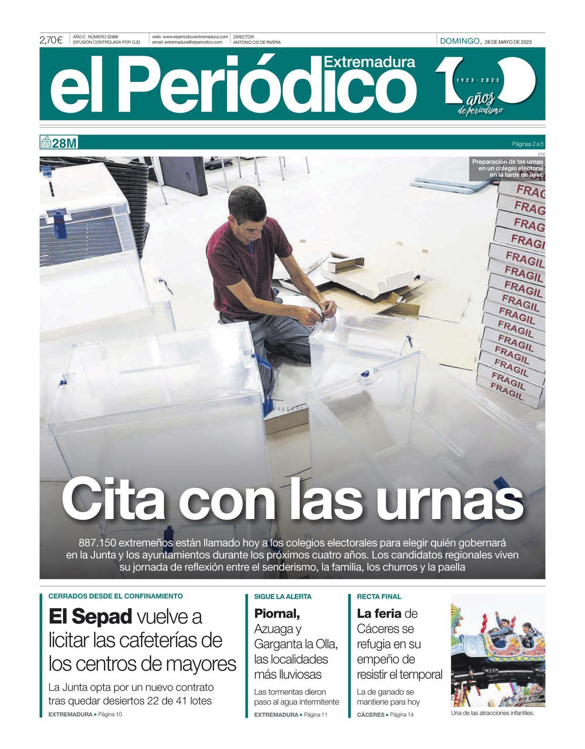 Consulta la portada correspondiente al día 28 de mayo de 2023