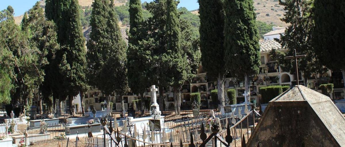 Vista del interior del cementerio y el cerro de la Virgen de Gracia.