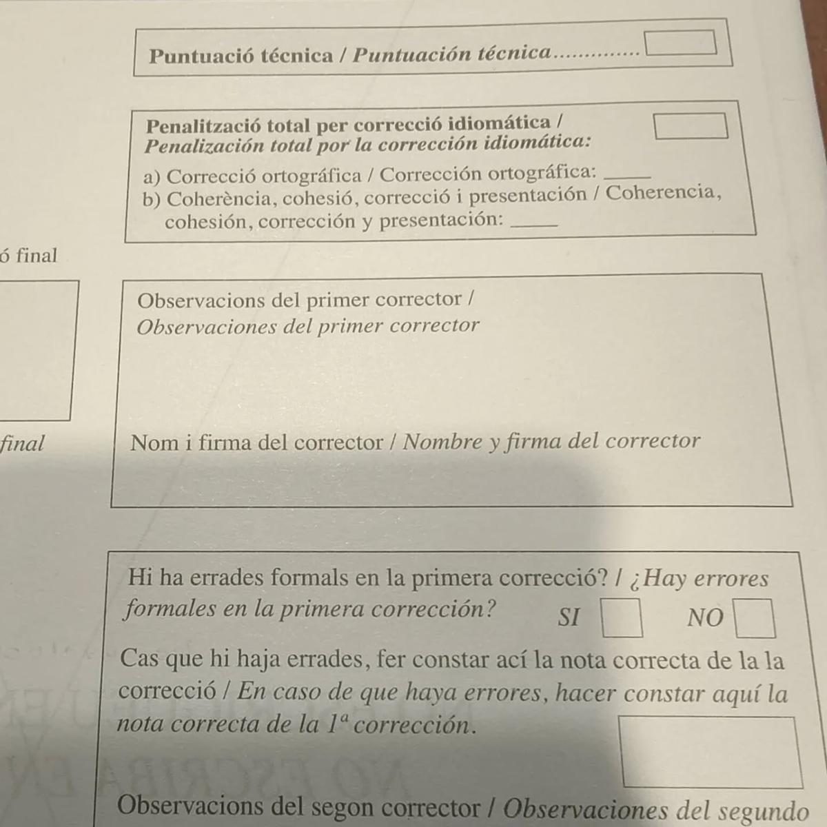 Documento con faltas ortográficas.
