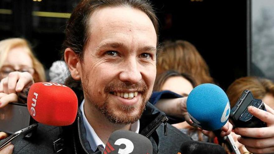 Pablo Iglesias fent declaracions ahir per als mitjans de comunicació