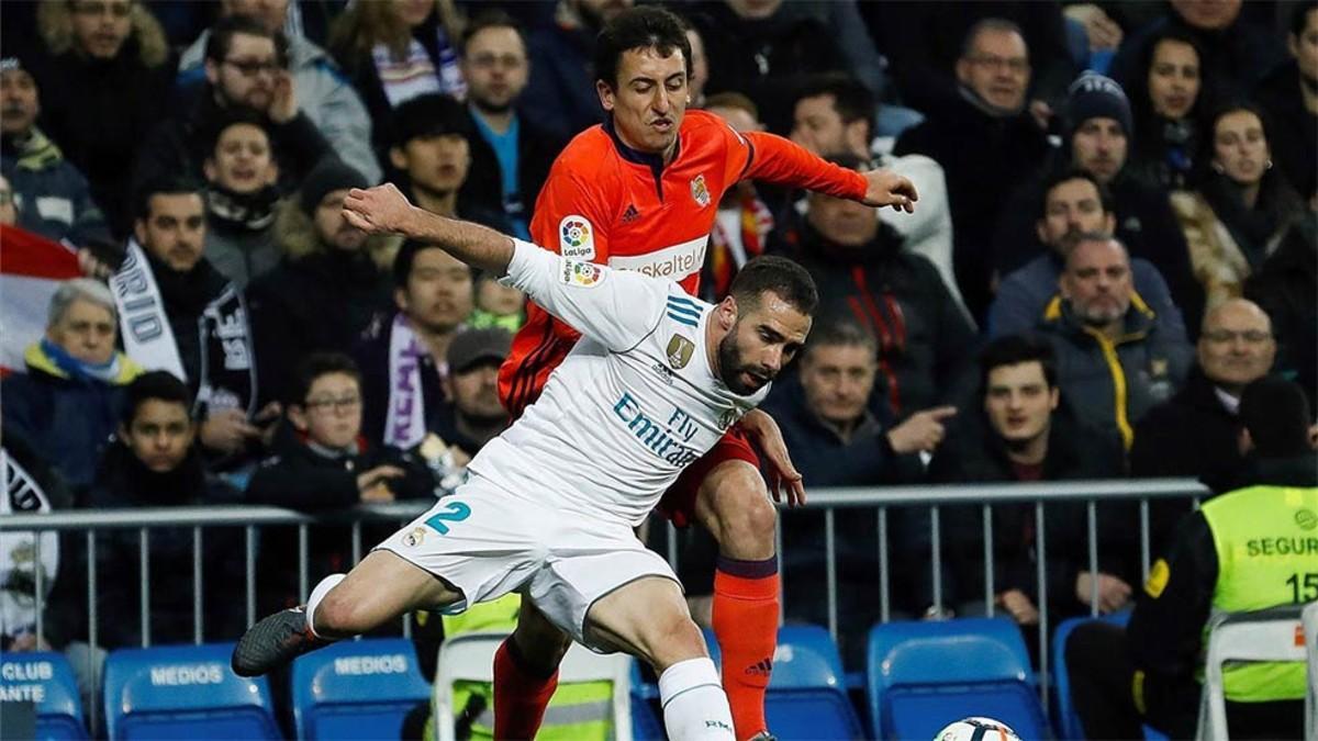 Carvajal, en el partido de Liga contra la Real Sociedad