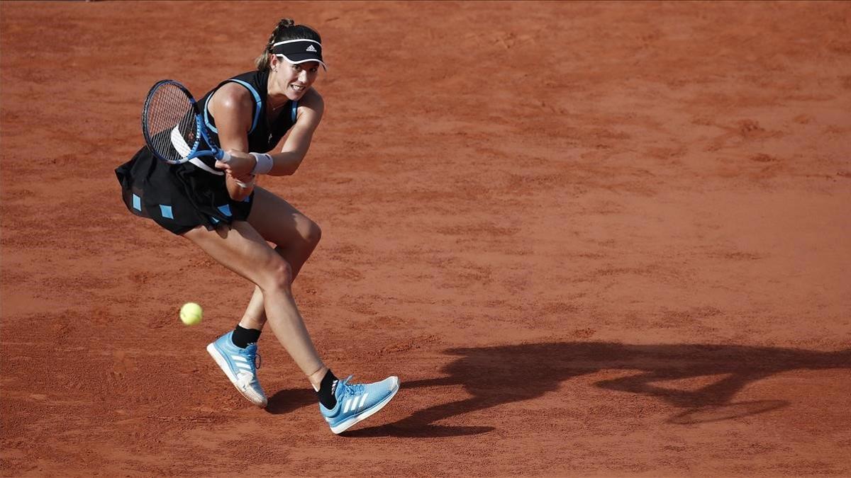 Muguruza en su partido contra Stephens en Roland Garros.