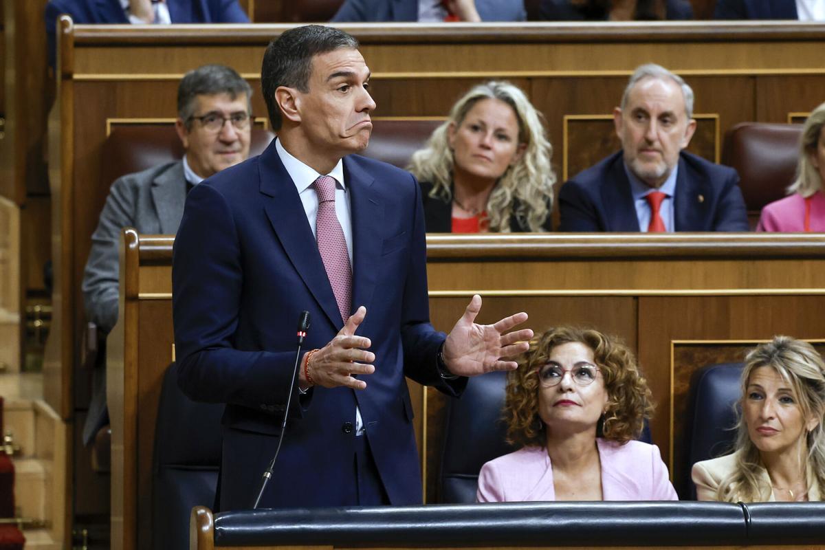 El presidente del Gobierno, Pedro Sánchez interviene en la sesión de control al Ejecutivo.
