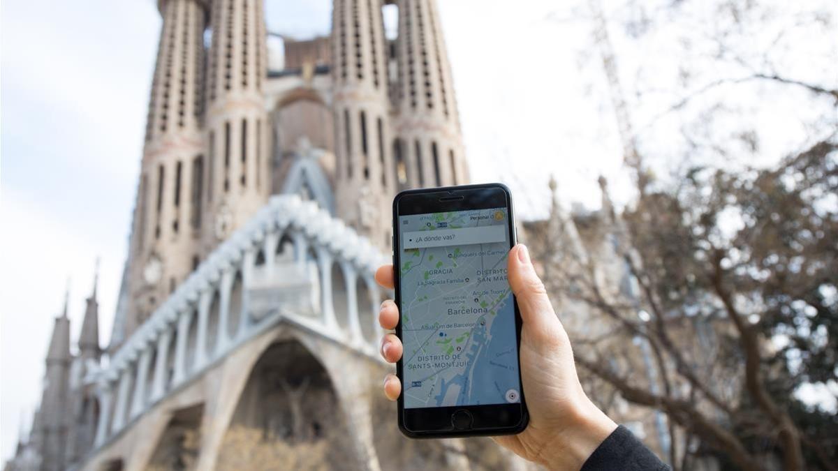 Aplicación de Uber en Barcelona.