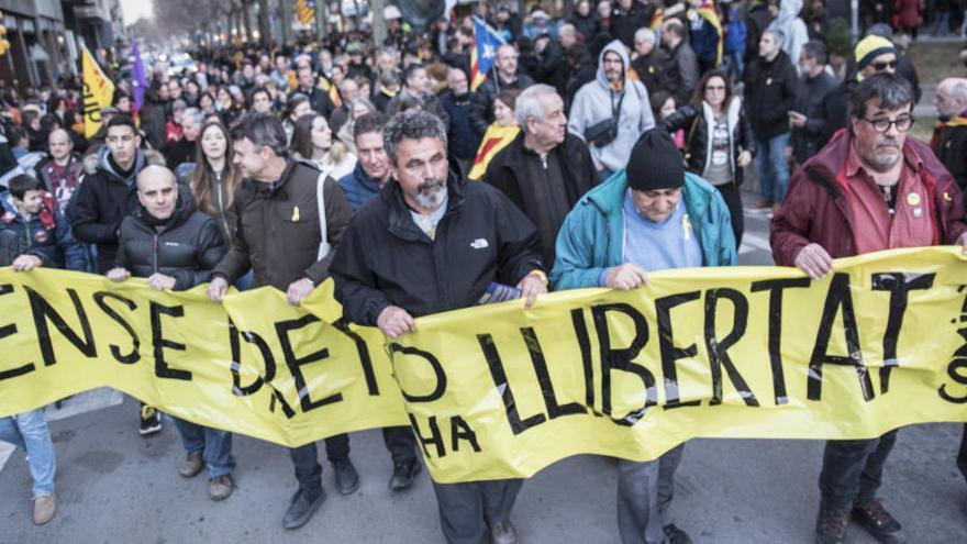 Imatge d&#039;una manifestació independentista, a Manresa