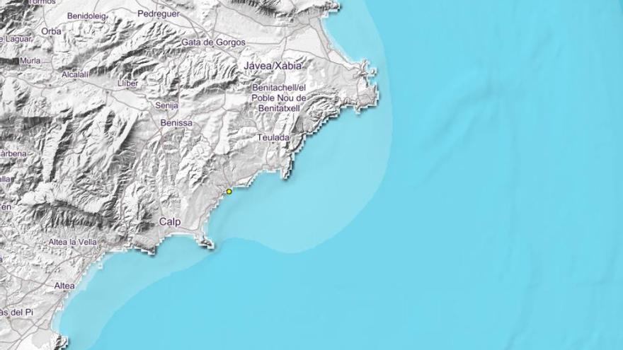 El litoral del norte de Calp registra un terremoto de 2 grados de magnitud