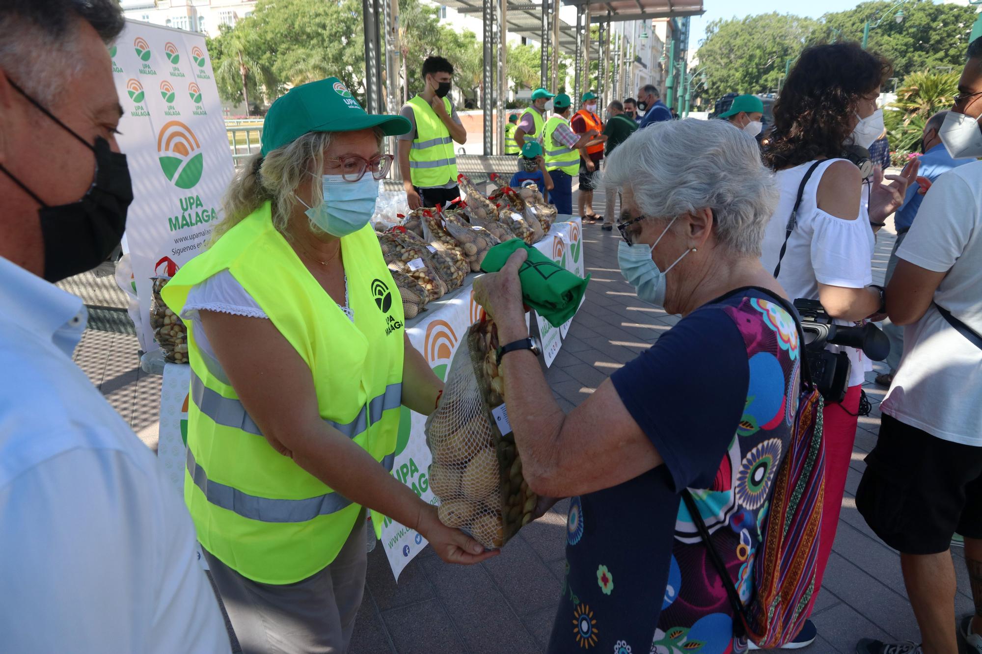 Los agricultores malagueños regalan patatas en protesta por los bajos precios en origen