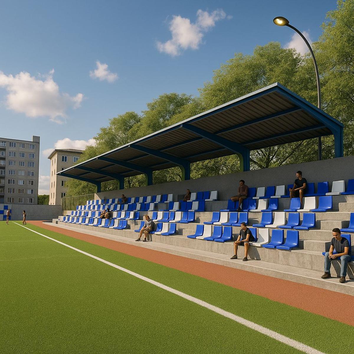 Infografía que muestra las pérgolas que el Ayuntamiento chicharrero  instalará en los campos de fútbol.