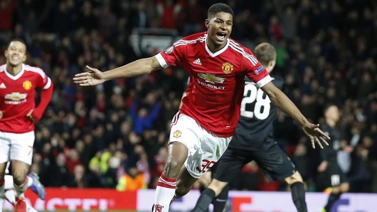 Marcus Rashford en su debut con el United