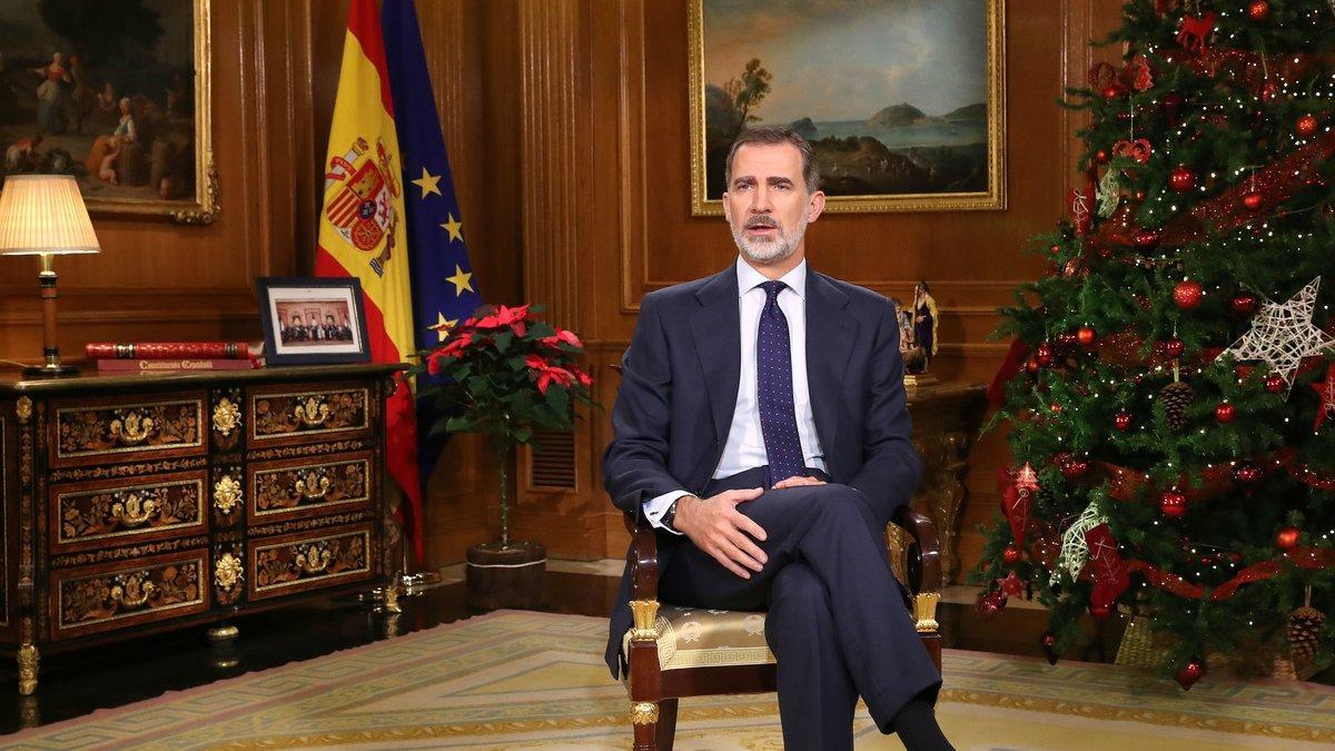 El rey Felipe VI, durante el discurso de Navidad, ofrecido en Nochebuena.