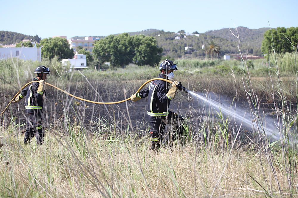 Incendio en una zona de rastrojos en Sant Antoni