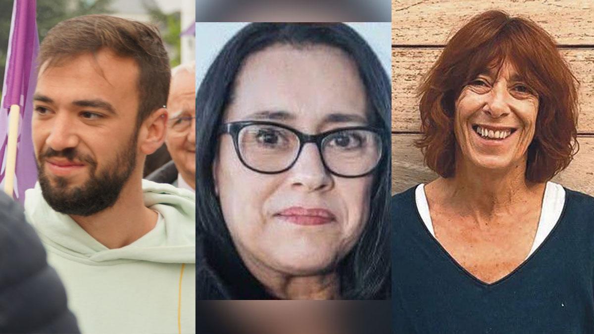 Aitor Neira, de Podemos; Trinidad Palacios, de Sumar; y Berta Vigil, de Esquerda Unida
