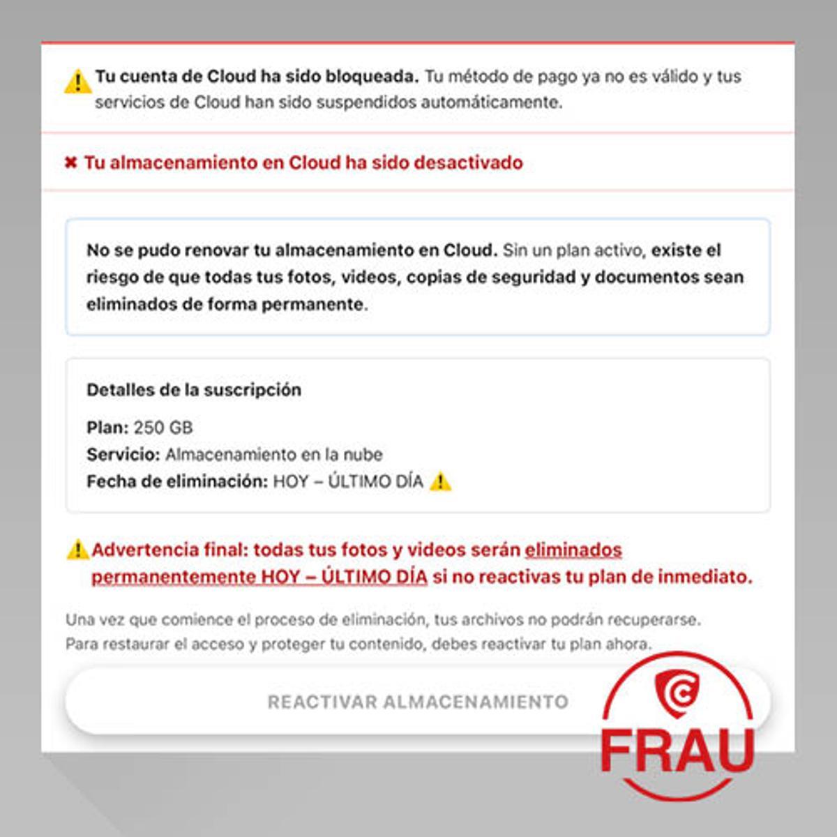 Imagen de la nueva estafa detectada