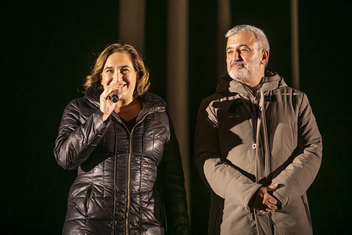 Colau y Collboni, en un acto en la plaza de Catalunya, el pasado 16 de diciembre
