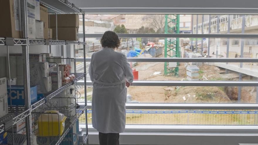 Las obras del hospital vistas desde el interior.