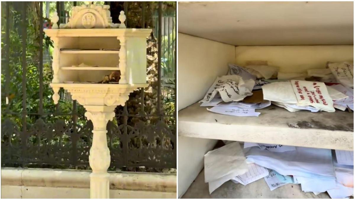 Cartas de amor en el buzón de la Glorieta de Bécquer de Sevilla