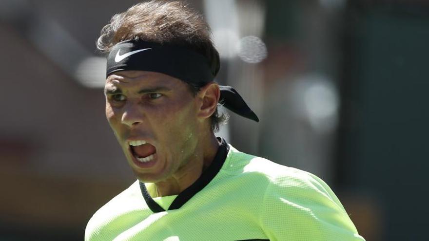 Rafa Nadal celebra un punto en Indian Wells.