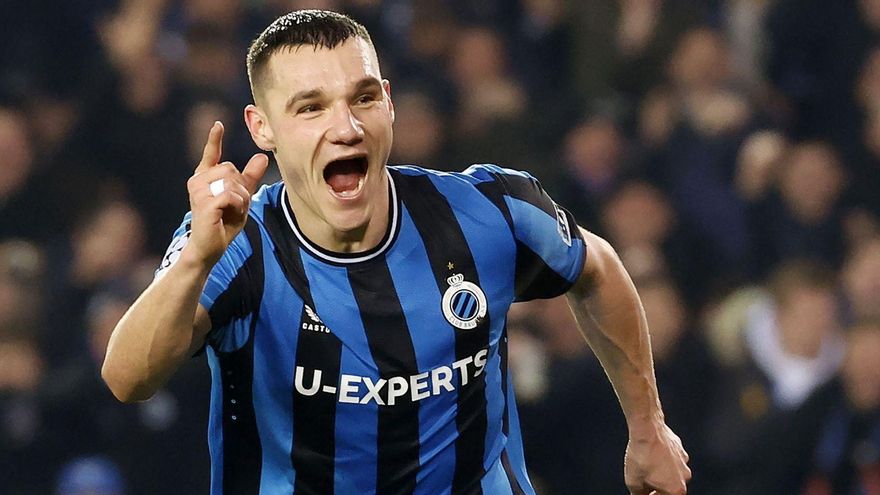 Ferran Jutglà celebra un gol con el Brujas.