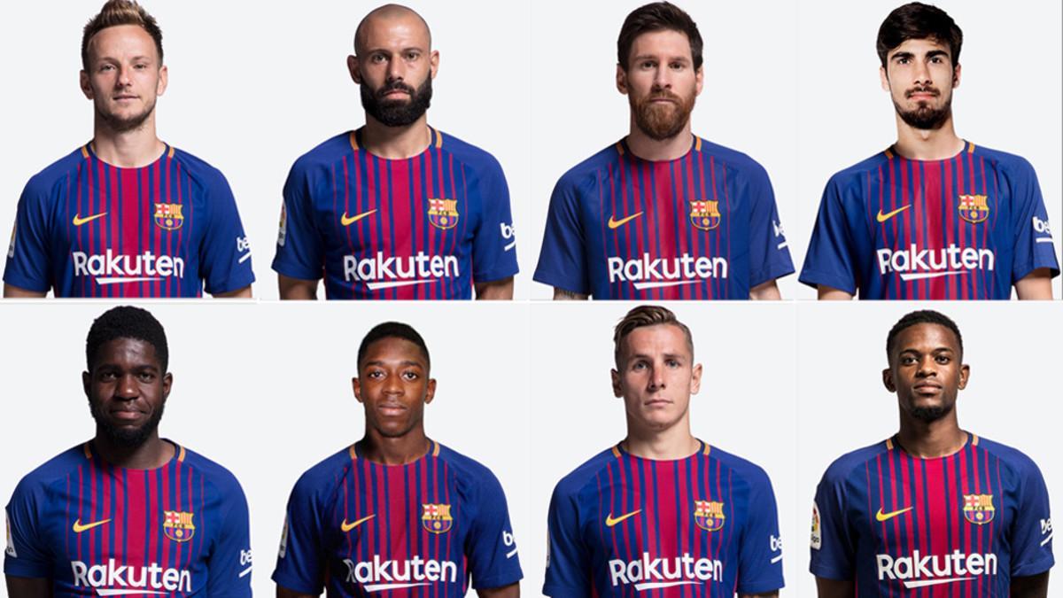 Rakitic, Mascherano, Messi, André Gomes, Umtiti, Dembélé, Digne y Nelson Semedo, jugadores del Barça