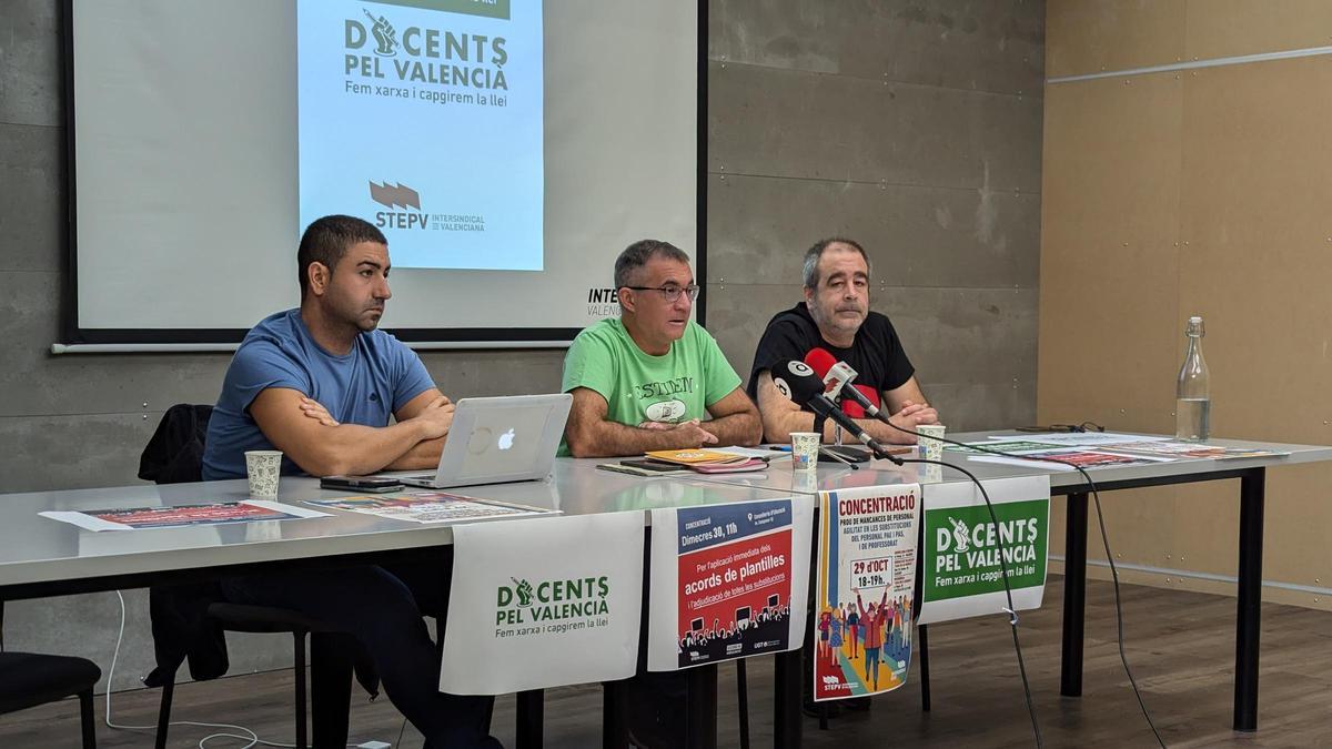 Rueda de prensa del Stepv para denunciar que Conselleria está dilatando el cumplimiento de la sentencia del TSJ