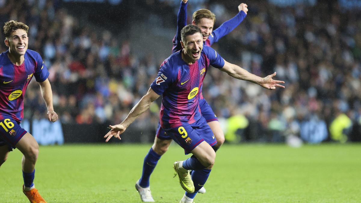 Lewandowski celebra un dels gols contra el Celta