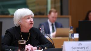 Archivo, 12 July 2021, Belgium, Brussels: Janet Yellen, United States Secretary of the Treasury, speaks during a meeting of the Eurogroup Finance Ministers. 
