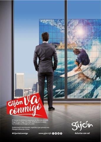 Carteles de la campaña turística "Gijón va conmigo"