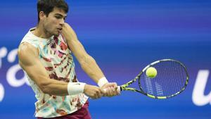 El tenista español Carlos Alcaraz en un partido del US Open.