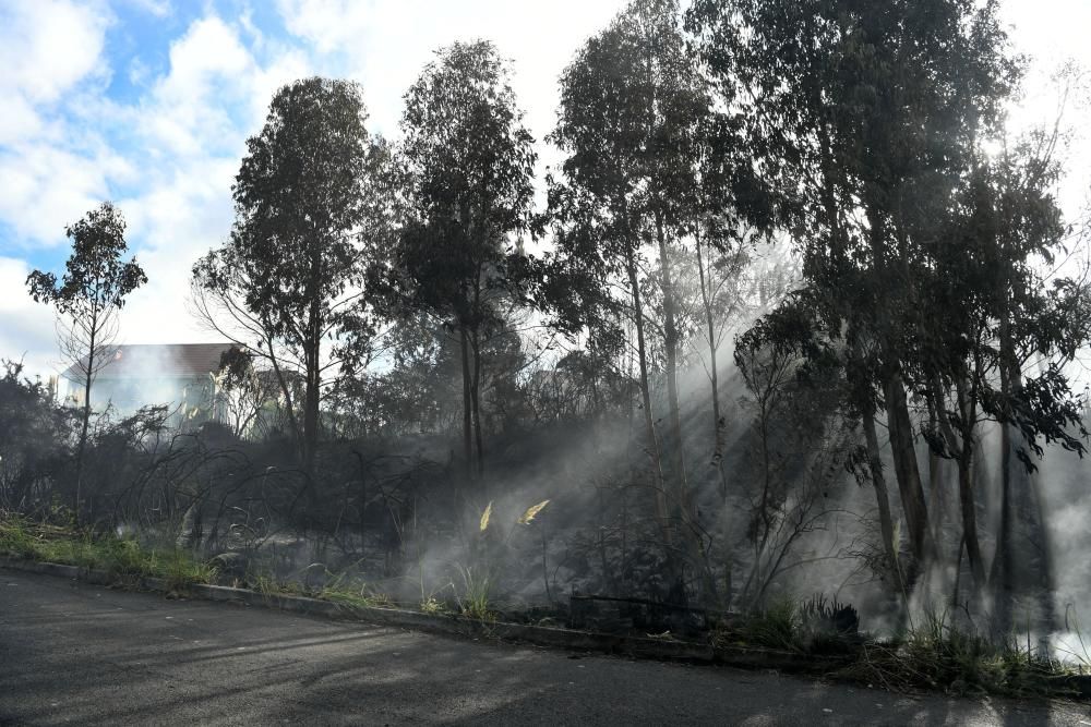 El fuego, en una zona situada entre A Zapateira y A Corveira, se inició pasadas las ocho de la mañana y quedó sofocado al filo de las 10.00 horas.