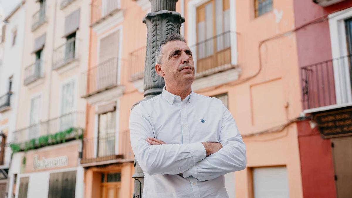 Pep Gimeno, ‘Botifarra’, en la plaça del Mercat de Xàtiva