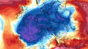 Mapa que muestra la bolsa de aire frío que se espera para la semana próxima