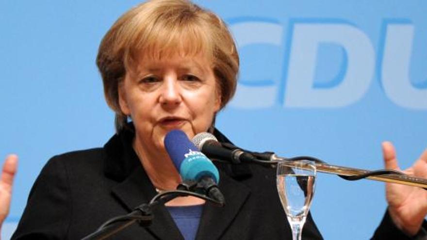 Angela Merkel durante su discurso en el congreso de la CDU.