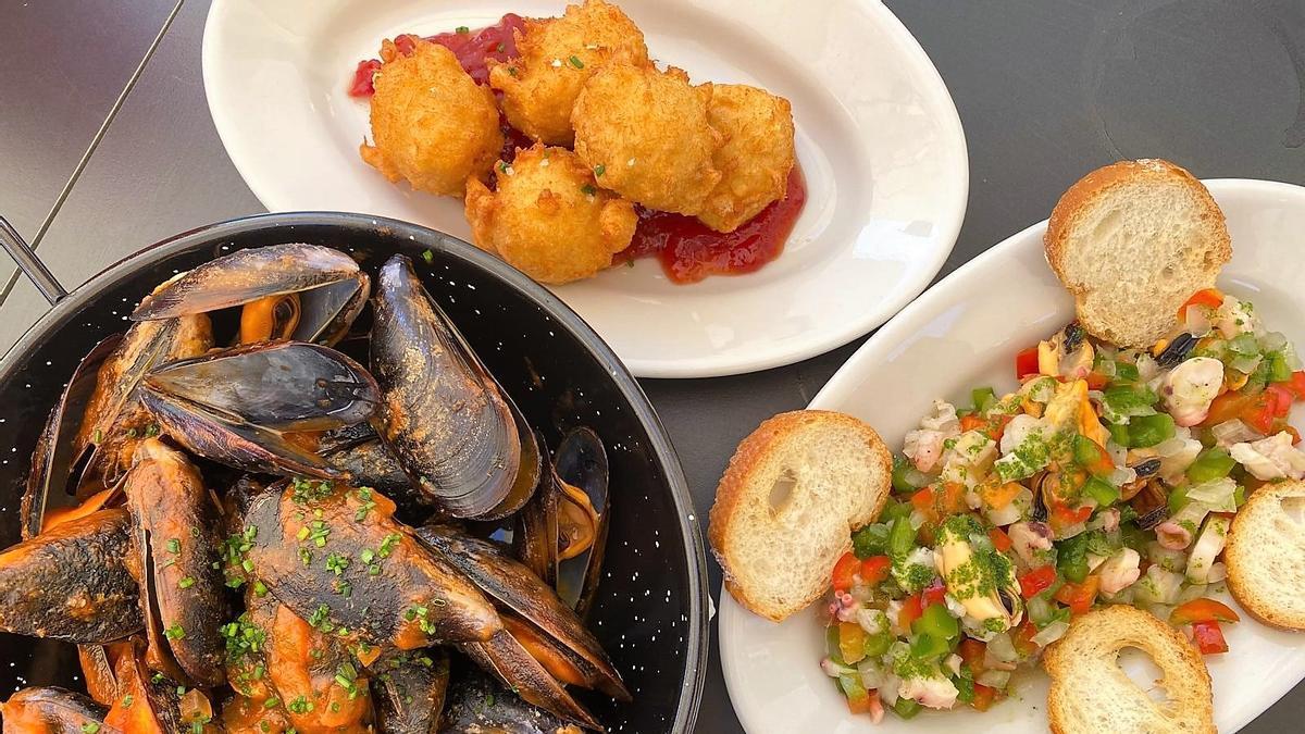 Varios platillos del restaurante Casa Pedro, en Badalona.