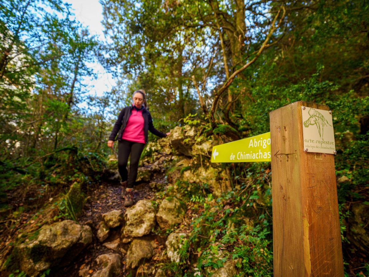 Indicación de ruta rupreste en la comarca.
