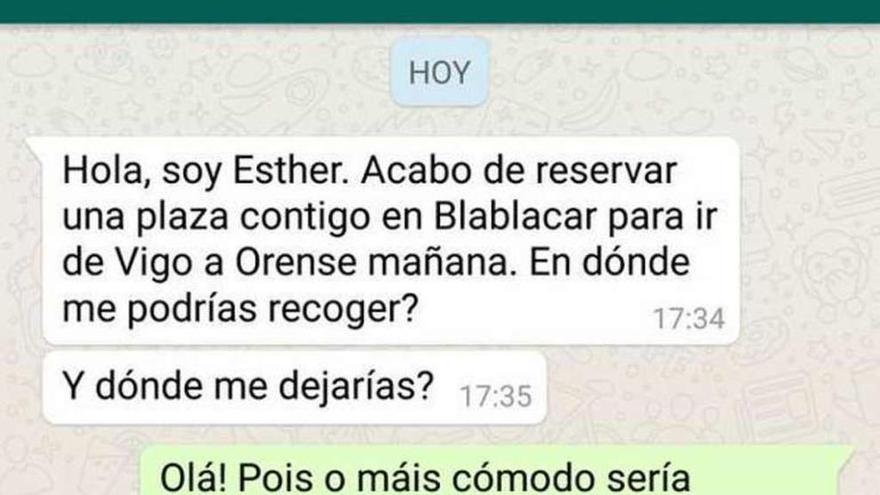 Pantallazo de la conversación.