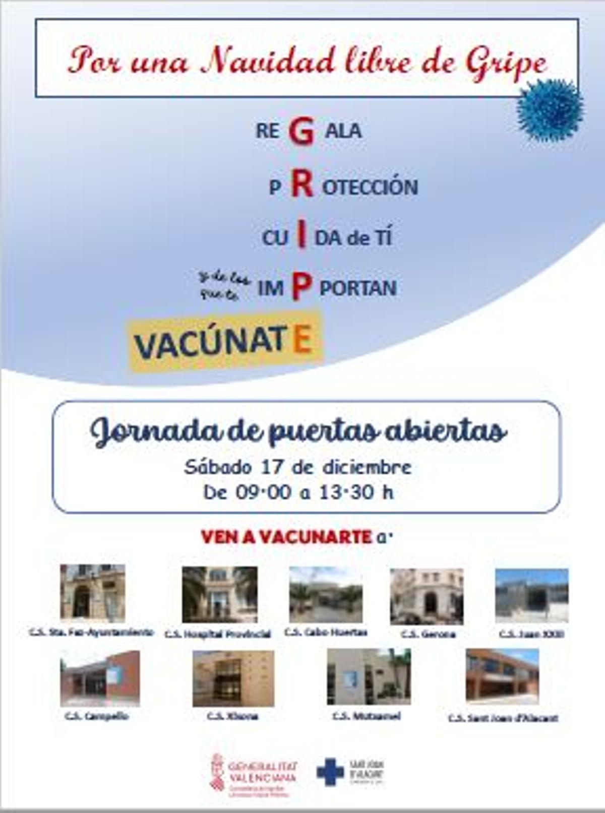 Cartel de la vacunación del área de Sant Joan, el sábado