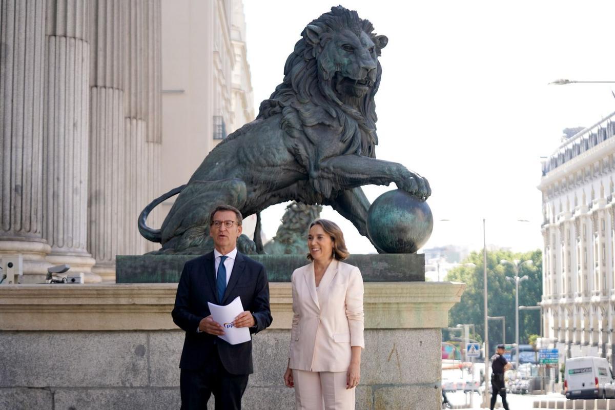 Alberto Núñez Feijóo, a su llegada al Congreso.