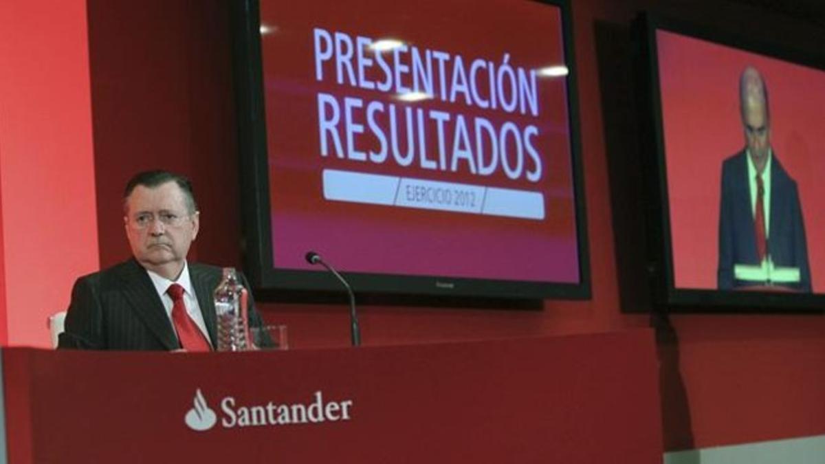 Alfredo Sáenz, durante la presentación de resultados del Santander.