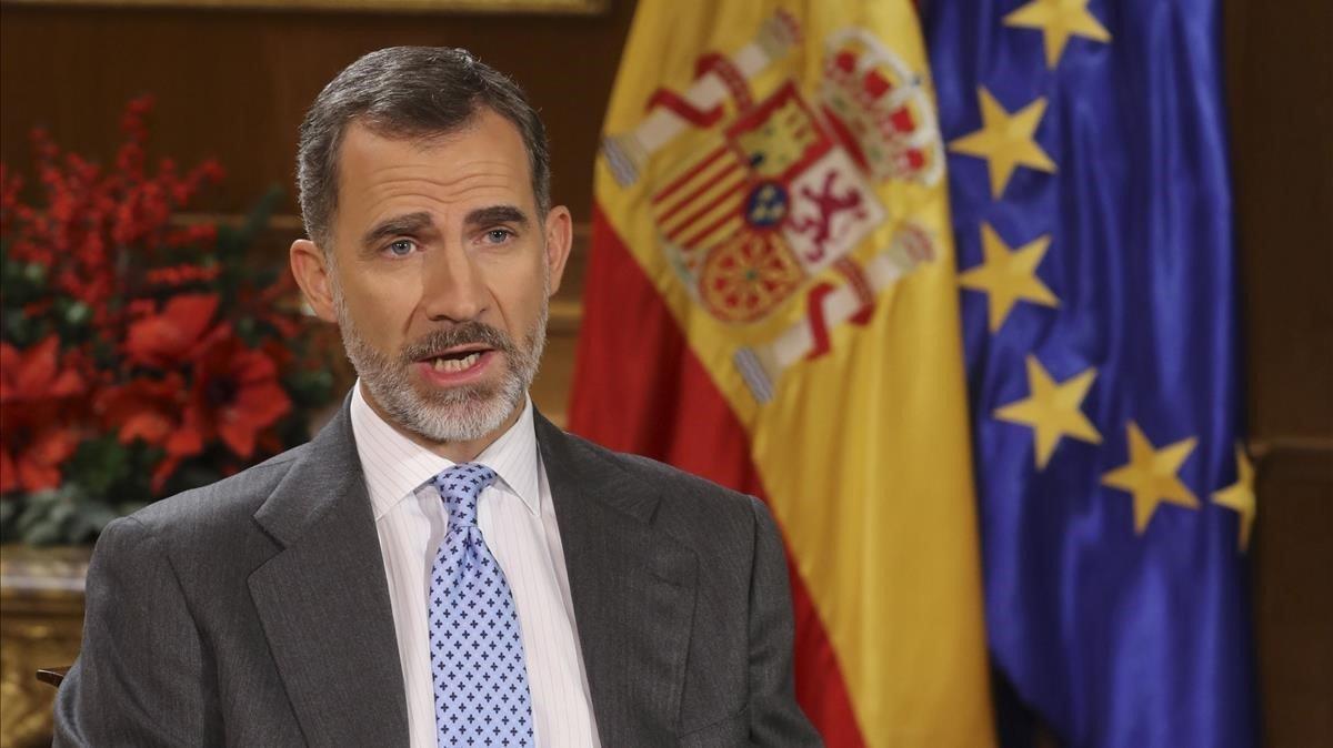 Felipe VI, durante el mensaje navideño del 2017. 