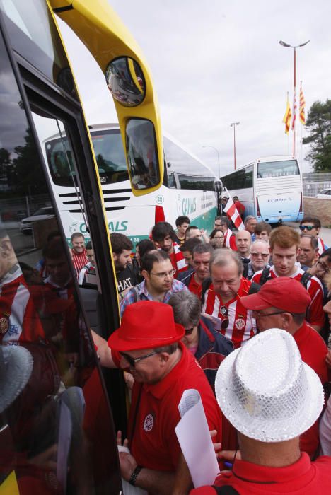 Sortida dels aficionats del Girona cap a Pamplona