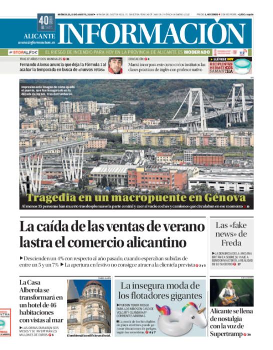 Estas han sido las portadas más destacadas de INFORMACIÓN en 2018