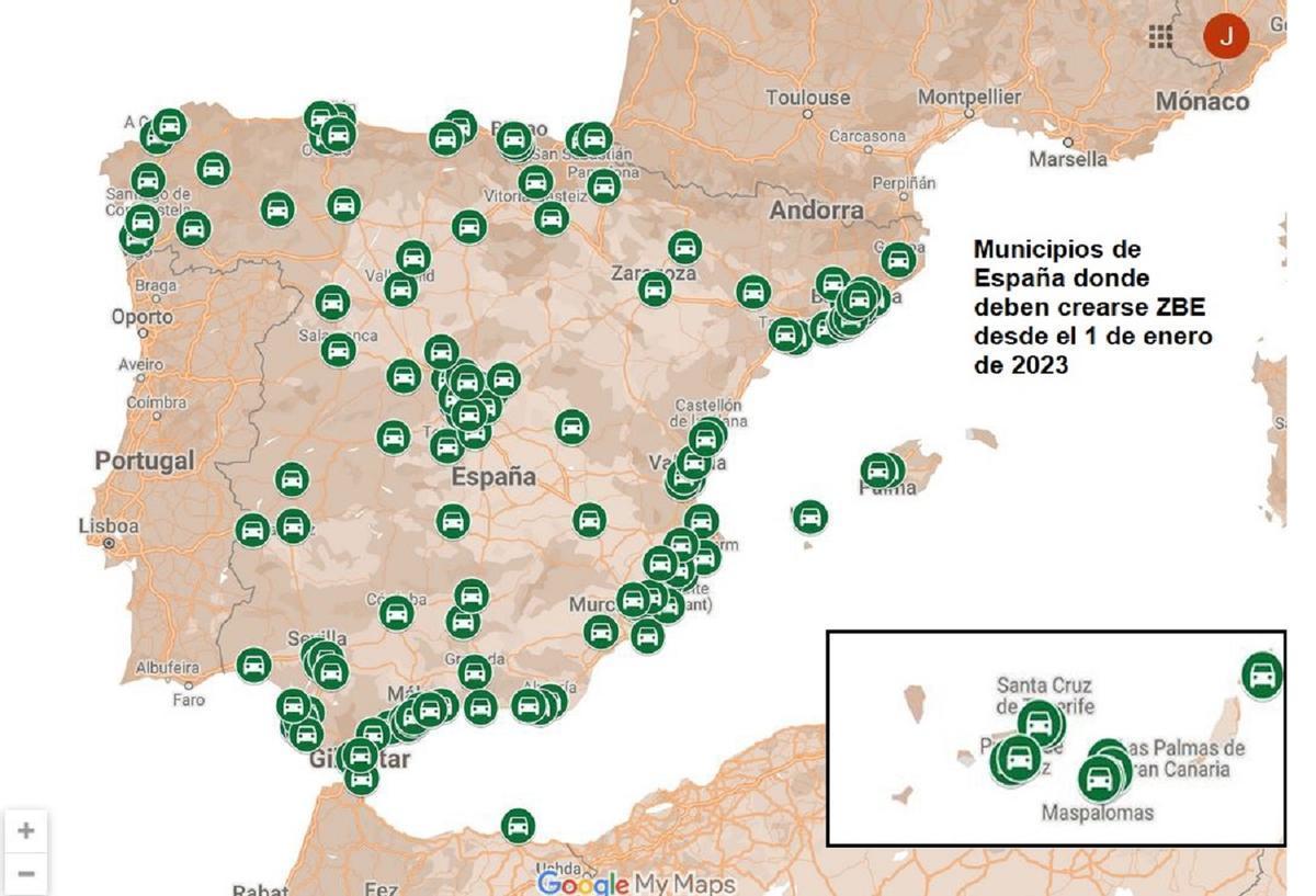 Municipios obligados por ley a crear ZBE