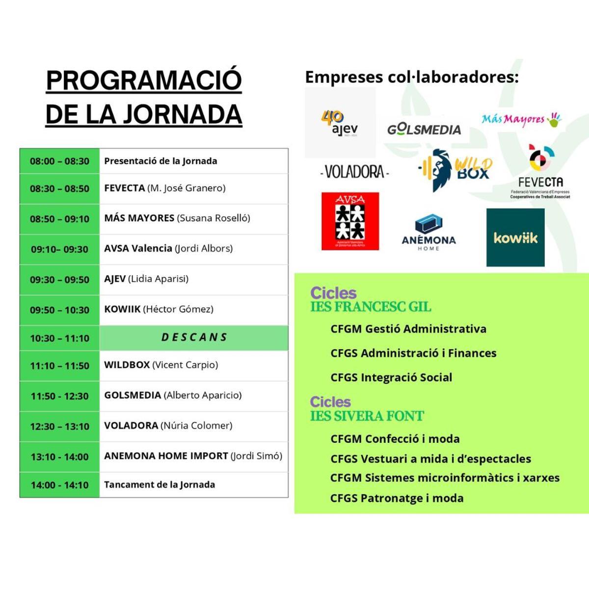 Programa de la jornada de emprendimiento en Canals.