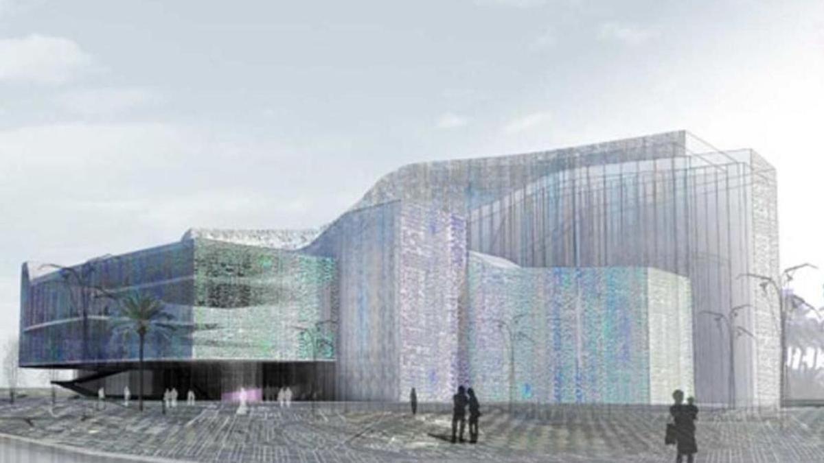 Recreación del proyecto del auditorio de música de Málaga de los arquitectos Benedito y Soriano