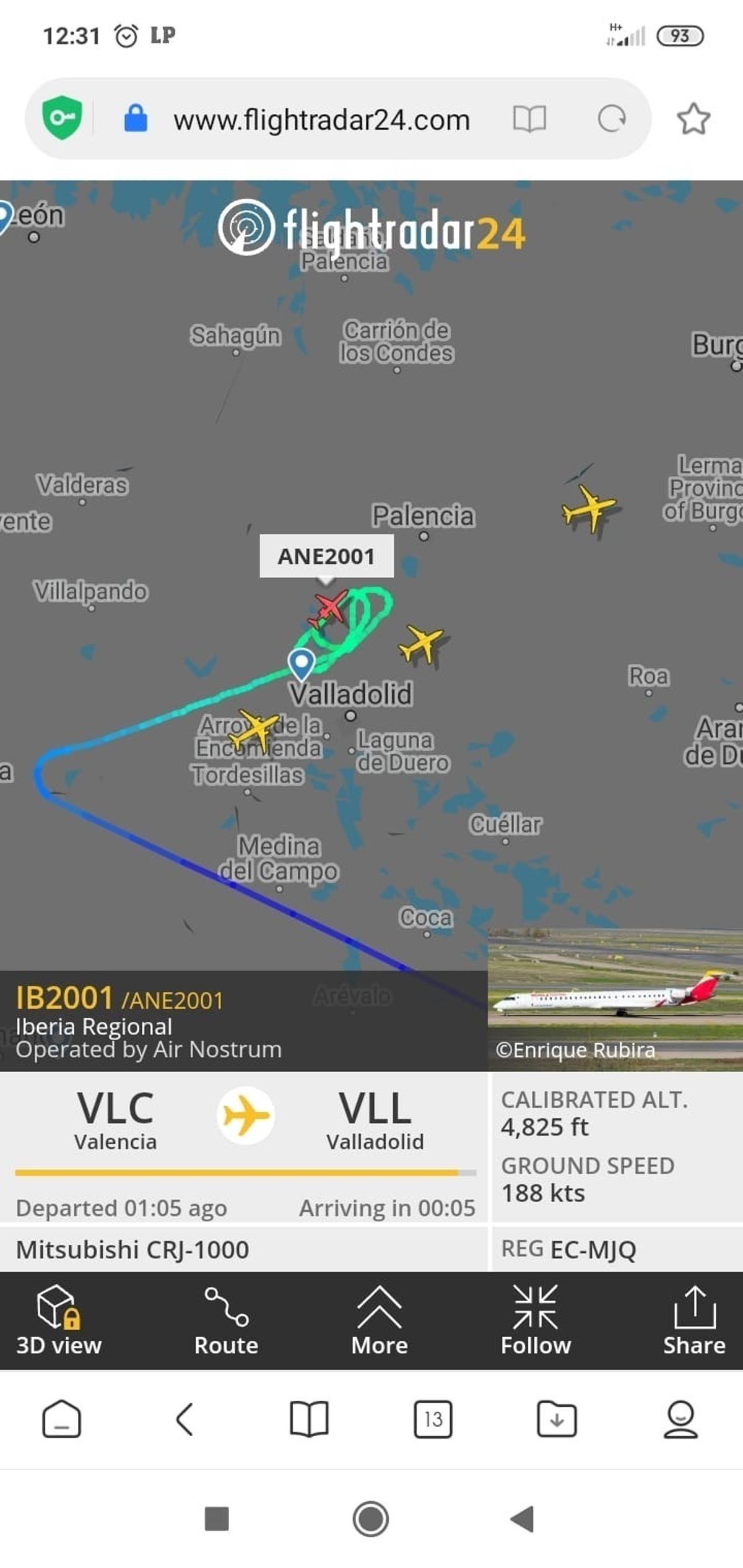 El Valencia aterriza tras media hora sobrevolando Pucela